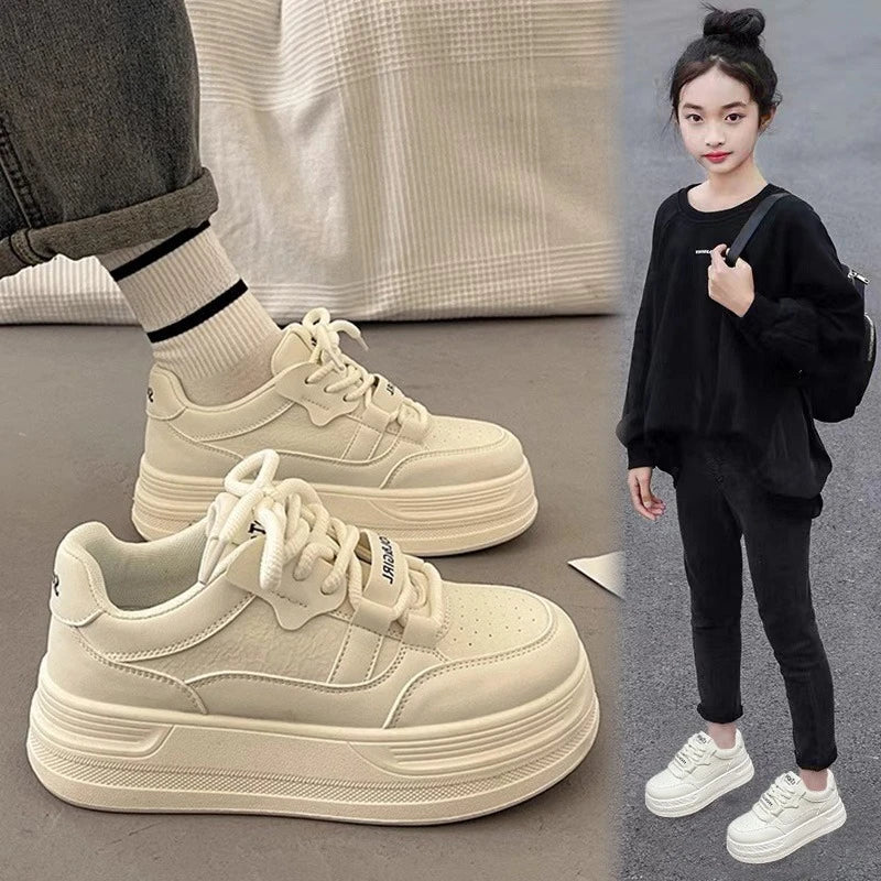 Kids Sports Shoes Fashion Versatile Girls Casual Shoes Soft Bottom 2025 Autumn New Children White Shoes Breathable Non-slip