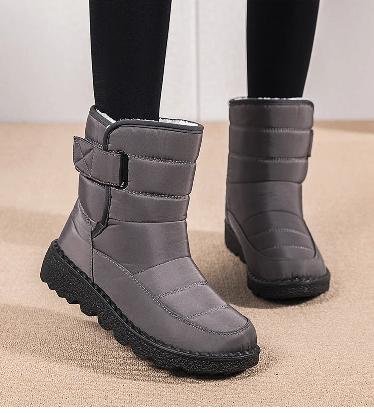 Boots Woman 2025 Winter Boots Women Low Heels Snow Boots With Fur Warm Footwear Winter Shoes Woman Luxury Middle Botas Mujer