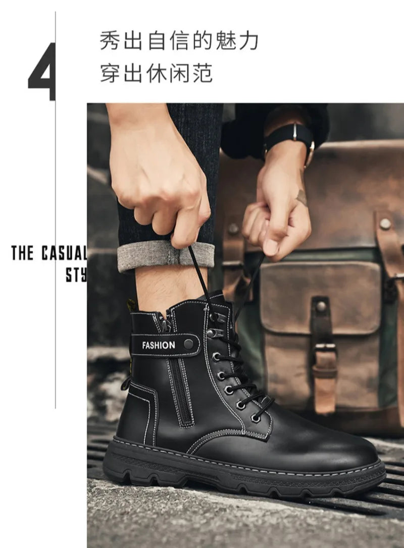 Men's Works Boots Spring Autumn Anti-slip Waterproof Male Sneakers Desert Tactical Boots Outdoor Travel Wear-resistant Man Shoes