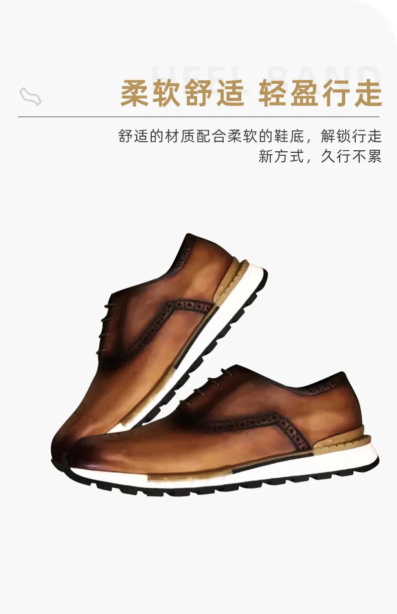 Classic Basic Style Men Oxford Shoes Genuine Leather Solid Color Men Daily Outdoor Shoes Men Nature Leather Sneakers