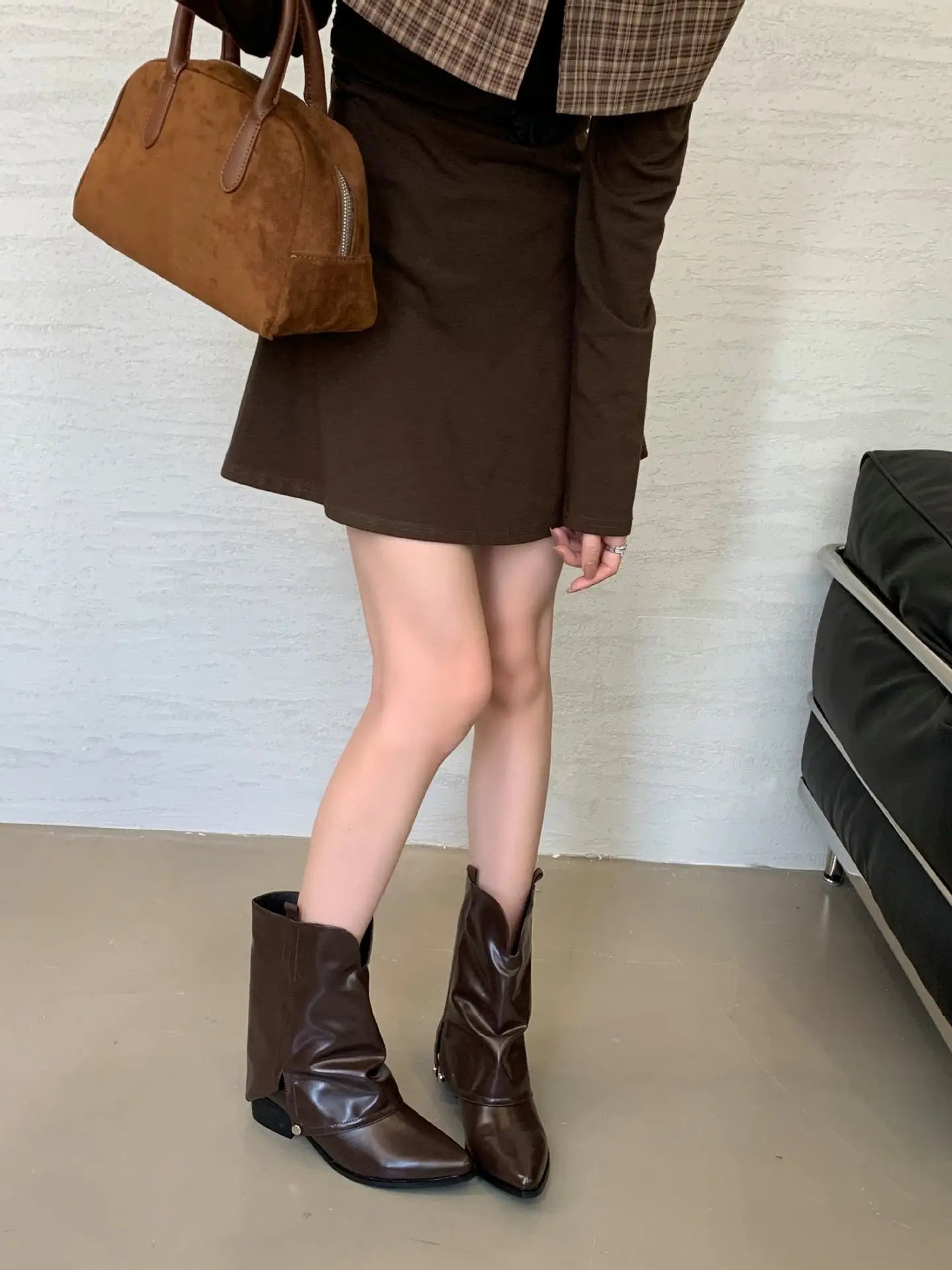 Women's Boots 2025 Autumn New Fashion Retro Pointed Toe Female Ankle Boots Synthetic Leather Outdoor Anti Slip Boots Botas Mujer