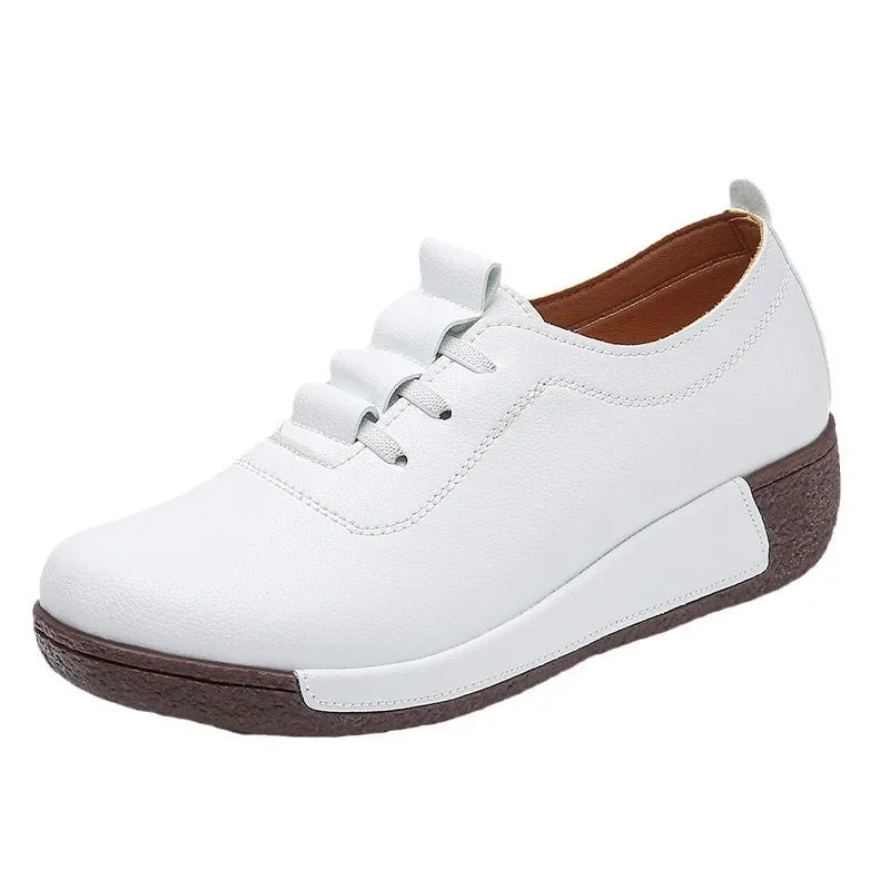 2025 Women Casual Shoes Genuine Leathe Platform Loafers for Women Wedge Sneakers Zapatos Mujer Fashion Slip on Ladies Moccasins