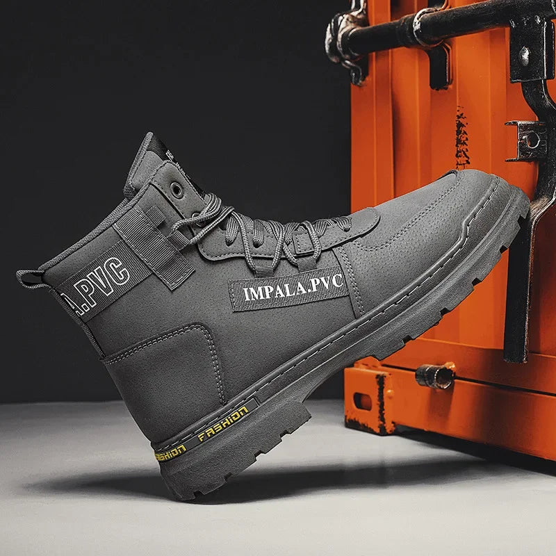 2025 Winter Mens Shoes New in Casual Male Boots Platform Tactical Ankle High Top Outdoor Walking Loafers Leather Army Sneakers