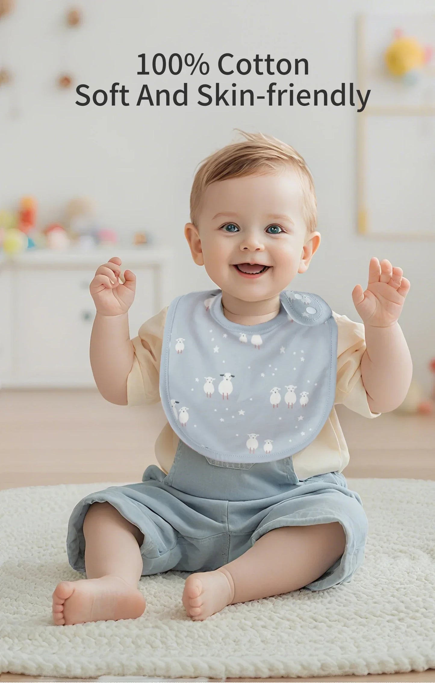 5 Pcs/set Baby Bibs U-shaped Infant Saliva Towel Easy to Wipe Kids Eating Cloth 100% Cotton Anti-spitting Skin-friendly 1-3Y