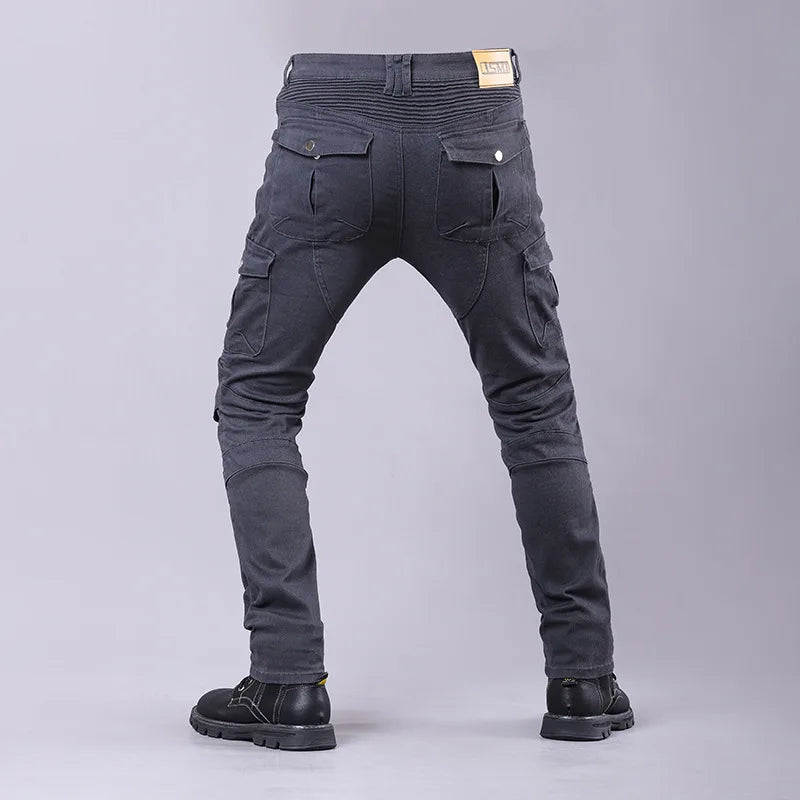 Riding Jeans Man Pants Motorcycle Racing Pant Multiple Pockets Men Denim Tactical Cargo Pants Men's Jeans with Knee Protectors