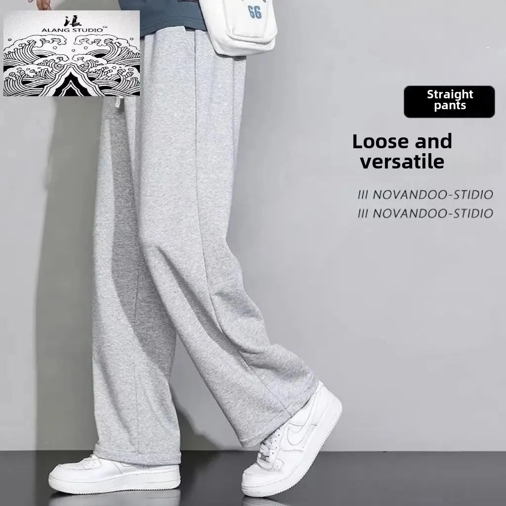 Men's Loose Fit Straight Leg Sweatpants Casual Plus Size Cotton Pants For Autumn Winter Spring Summer Lightweight