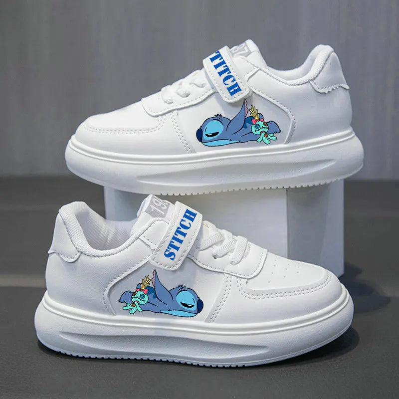 Stitch Children's casual shoes Girls' Sneakers boys White student shoes Cartoon cute Solid sole Kids Running sports shoes 26-37