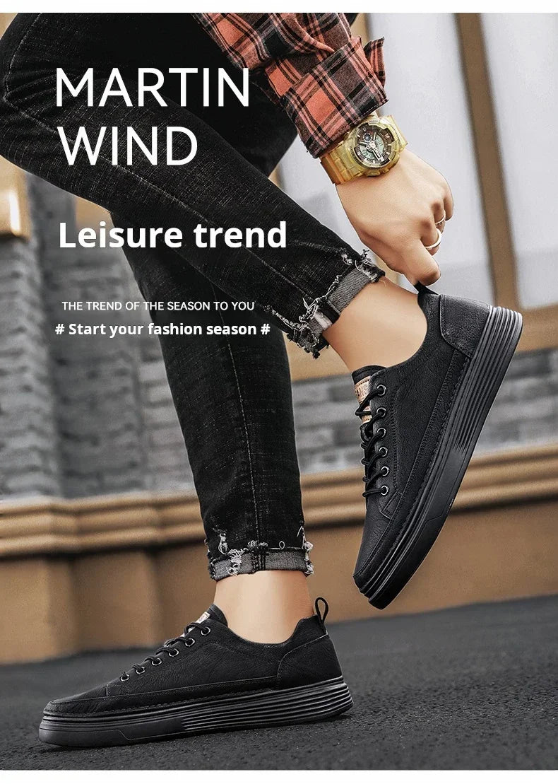 Classic Men's Sneakers Platform Slip on Casual Shoes for Men Leather Sneakers New Comfort Flat Shoes Spring Men's Loafers Shoes