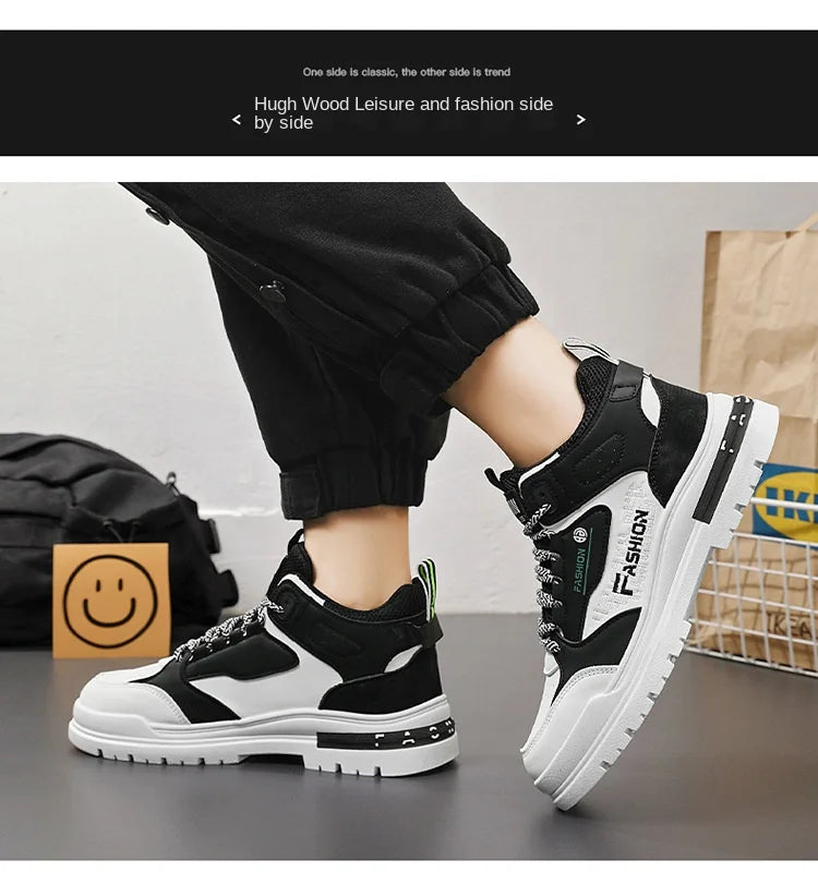 Men's Casual Boots Stylish Thick-soled Non-slip Hiking Boots Breathable High-top Sneakers Ankle Boots for Men Bottes Pour Hommes