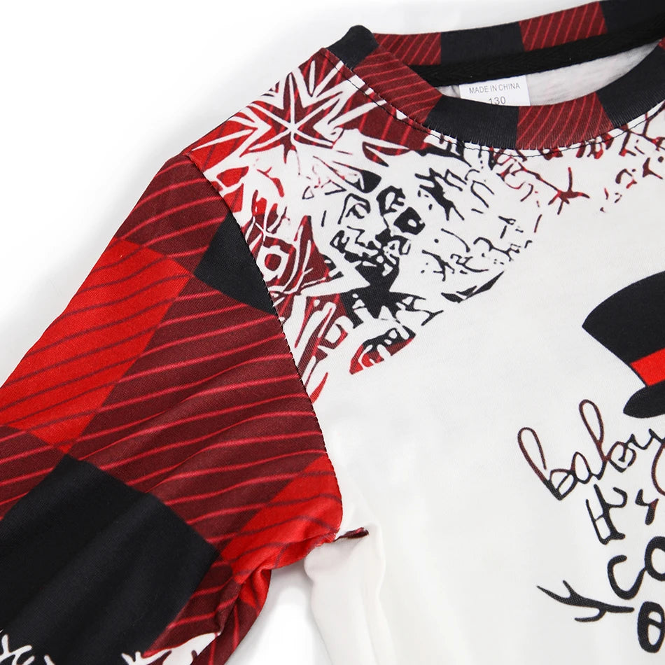 Kids Christmas Dress For Girls Clothes Autumn Winter 2026 New Children Cute Cartoon Print Long Sleeve Xmas Party Casual Dress