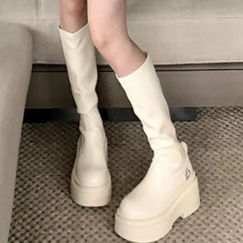 Brand New Gothic Style Sexy Elegant Chunky Platform Women Ankle Boots Big Size 43 Walking Comfy Woman Shoes  Platform Shoes