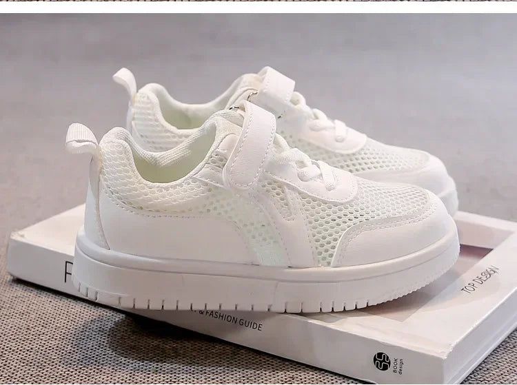 Kids Sports Shoes Non-slip Soft Sole Children White Shoes Hook&loop 2025 New Students School Flat Shoes Comfortable Trendy