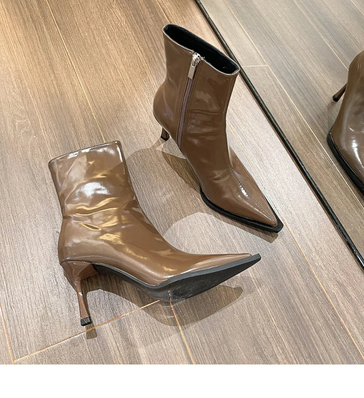 Women's Boots Autumn Boots-Women Winter Footwear Shoes Zipper Luxury Designer 2024 Ankle High Heel Leather Rubber Fashion