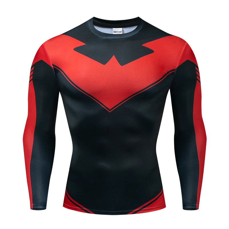 3D Nightwing Men T Shirt Running Quick-Dry Shirts Men Compression T-Shirts Sportswear Gym Rash Guard Boxing Training Sports Tops