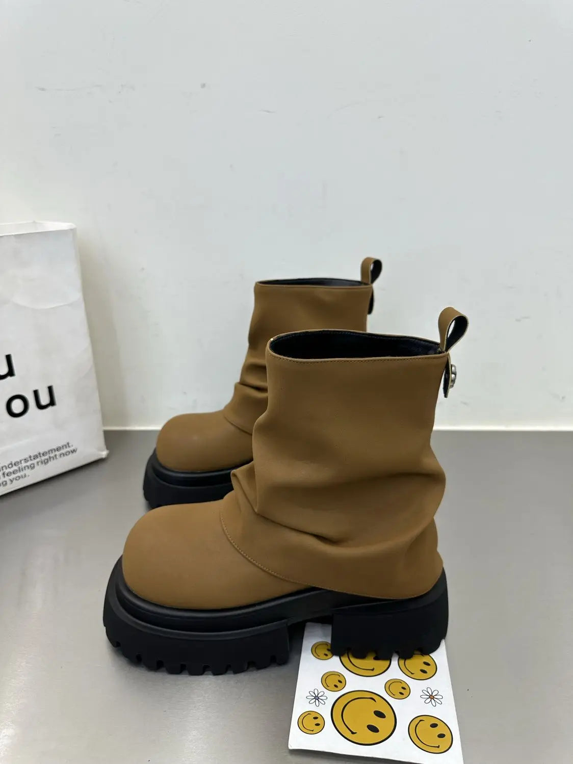 New Style Work Boots for Spring and Autumn Non-slip Wear-resistant Women Short Boots Thick-soled Zippered Mid-tube Women's Boots