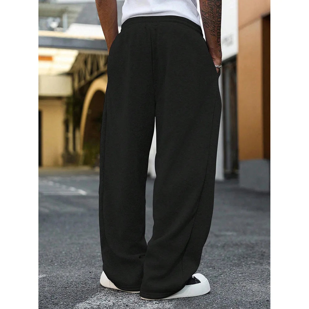 American Style Casual Pants Men Spring Autumn New Straight Leg Sport Sweatpants Drawstring Slim Wide Leg Long Pants