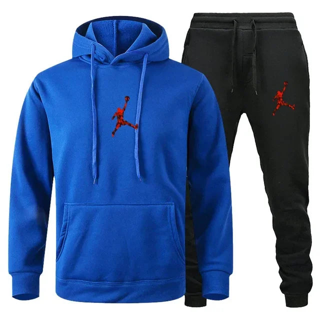 2025 Autumn/Winter Men's jogging Fitness sportswear Set: Fashionable long-sleeved sweatshirt + casual pants 2-piece set