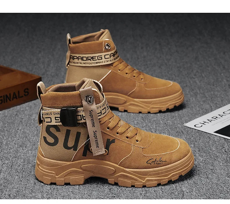 Men's boots Men Boots Luxury Casual sneaker Men Motorcycle botas High Ankle Walking Shoes Leather Safety shoes botas para hombre