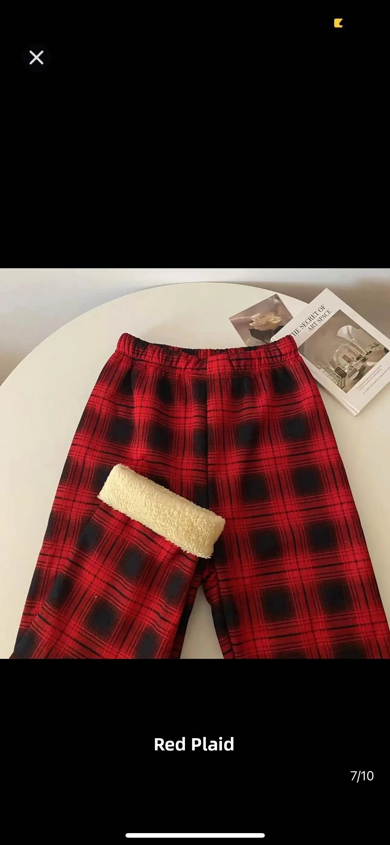 High Waist Straight Leg Pants Women's Autumn Winter Thickened Fleece Lamb Velvet Plaid Pants Loose Wide Leg Casual Trousers