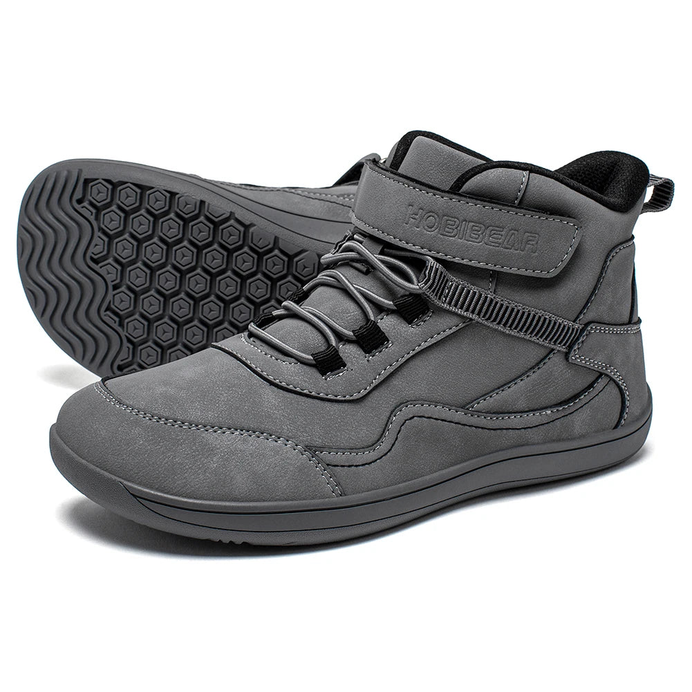 2025 Kids Mid-Barefoot Shoes Big/Kid Wide Toe Box Zero Drop Artificial Leather Hook-Loop Outdoor Boots  kids shoes