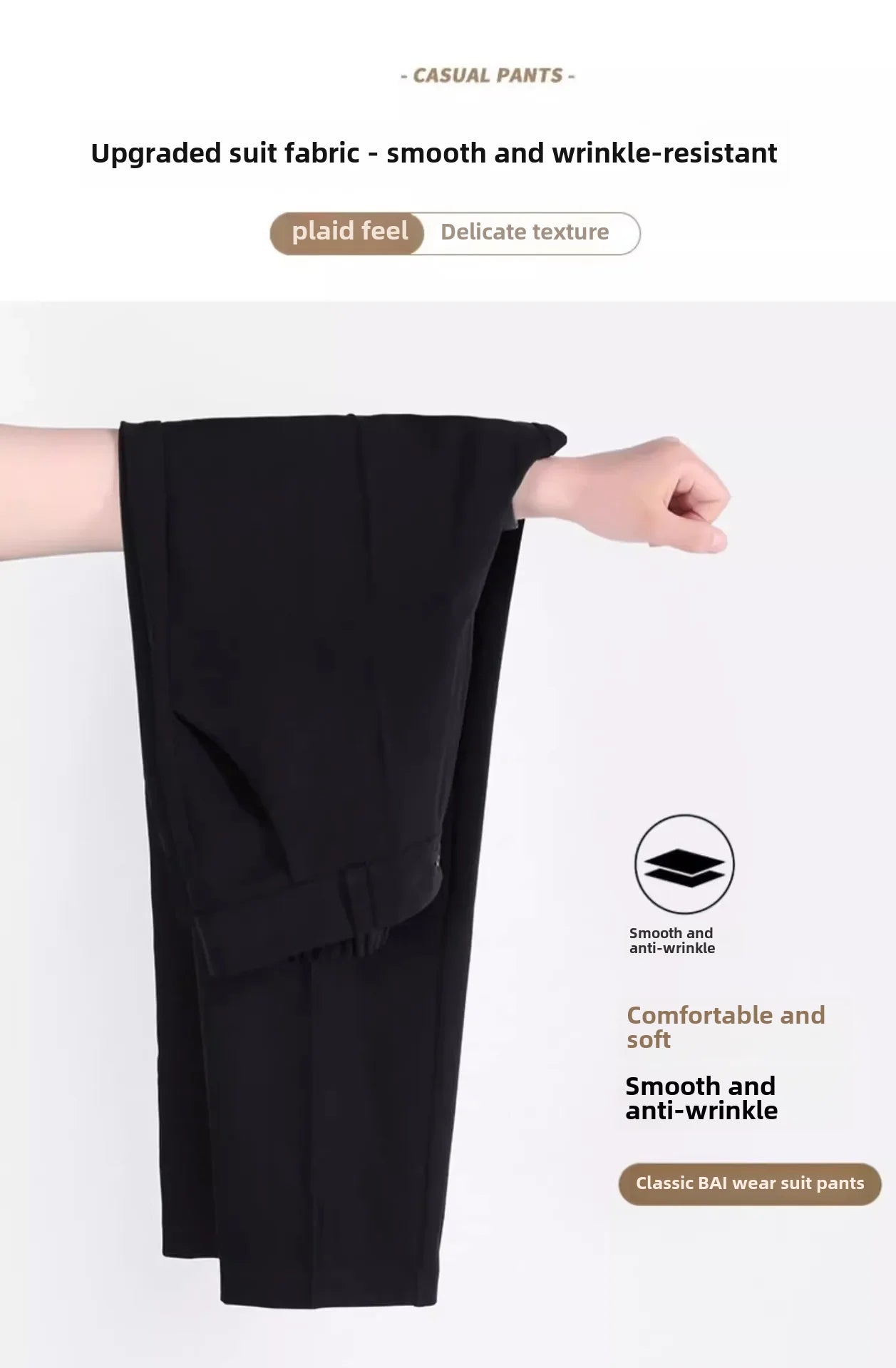 Casual High-waisted Slimming Straight-leg Pants Draped Spring Autumn Black Suit Pants For Women 2024