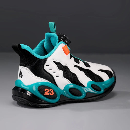 Fashion Basketball Shoes for Kids High-top PU Leather Sports Shoes Children Casual Shoes Boys Girls Comfortable Gym Trainers New