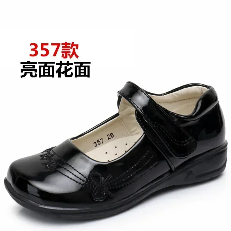 Kid Girl Party Shoe PU Patent Leather Princess Sneakers Fashion black 2022 Spring Summer Kids Sandal School Shoes For Children