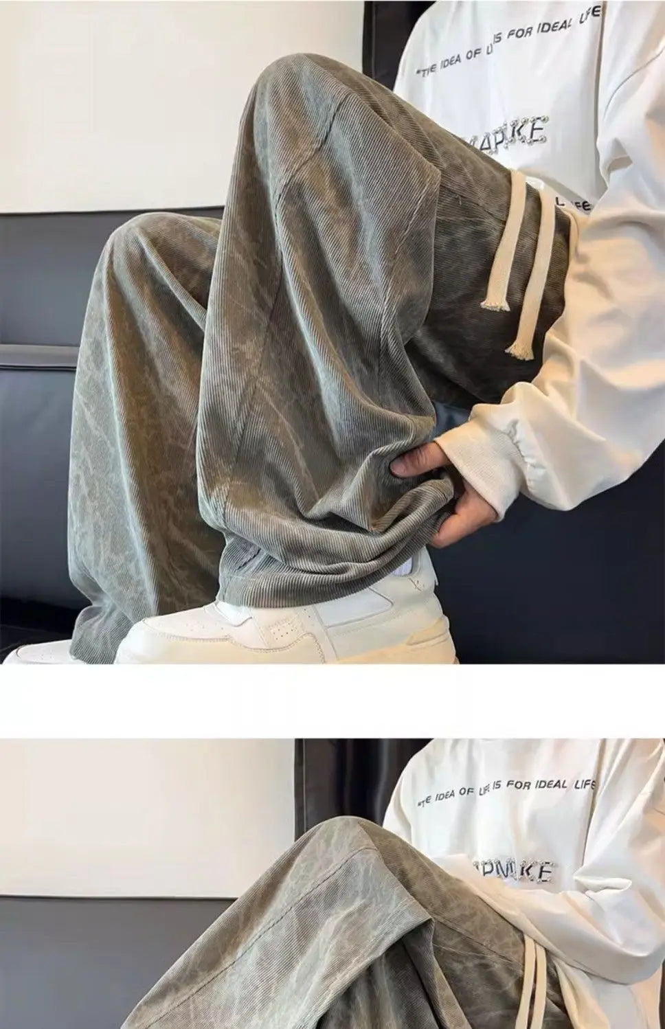 Corduroy Men's Pants Trendy Casual Spor Straight Leg Fce Lined Wide Leg Autumn Winter High Street Cool American Sle