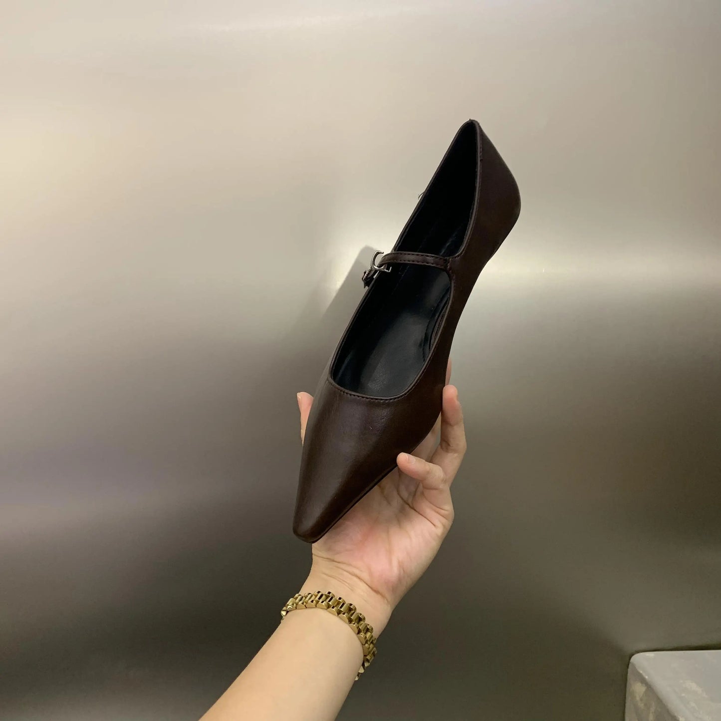 Flat Shoes for Women 2025 Spring Autumn New Mary Jane Shoes Low Heel Pointed Flat Bottomed Women's Shoes Plus Size 42 43 44