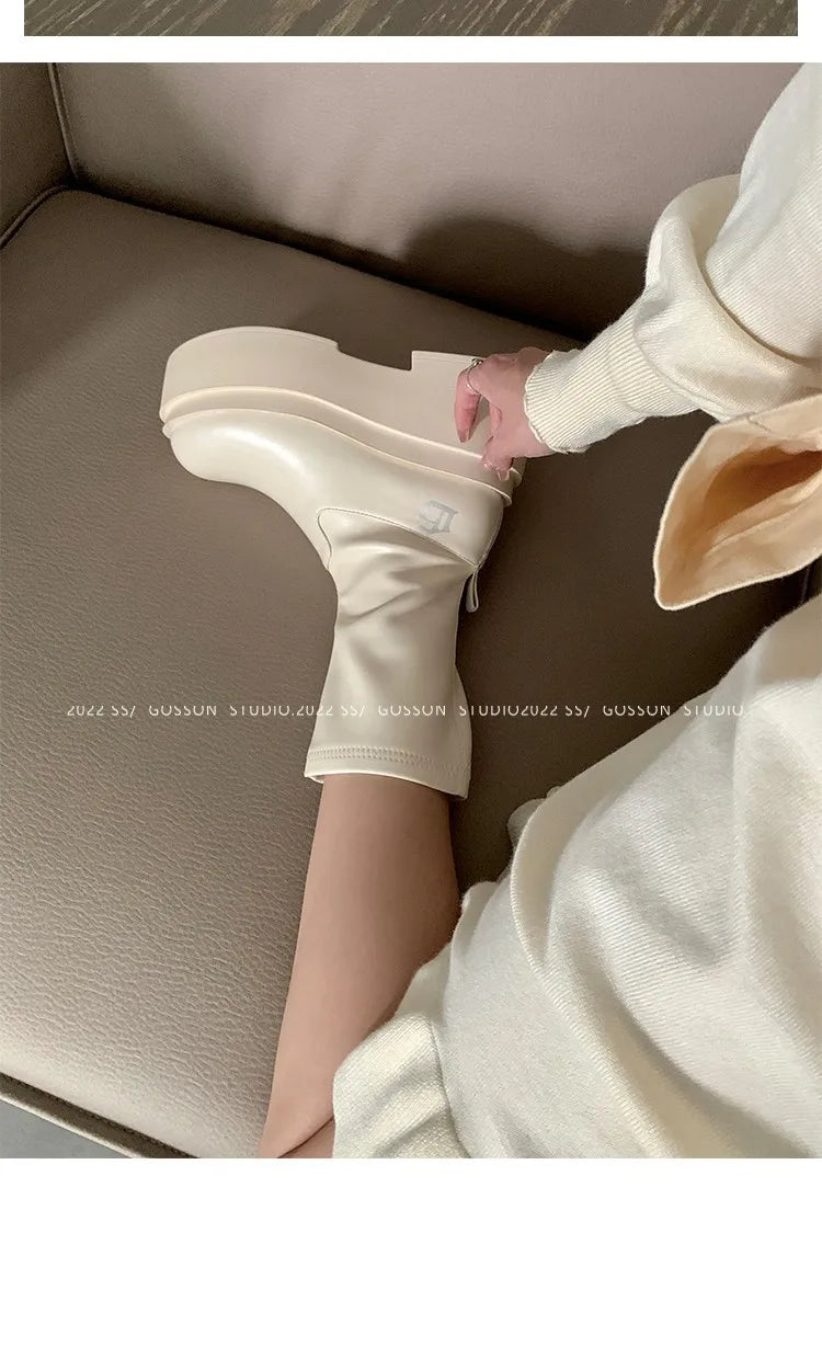 Brand New Gothic Style Sexy Elegant Chunky Platform Women Ankle Boots Big Size 43 Walking Comfy Woman Shoes  Platform Shoes