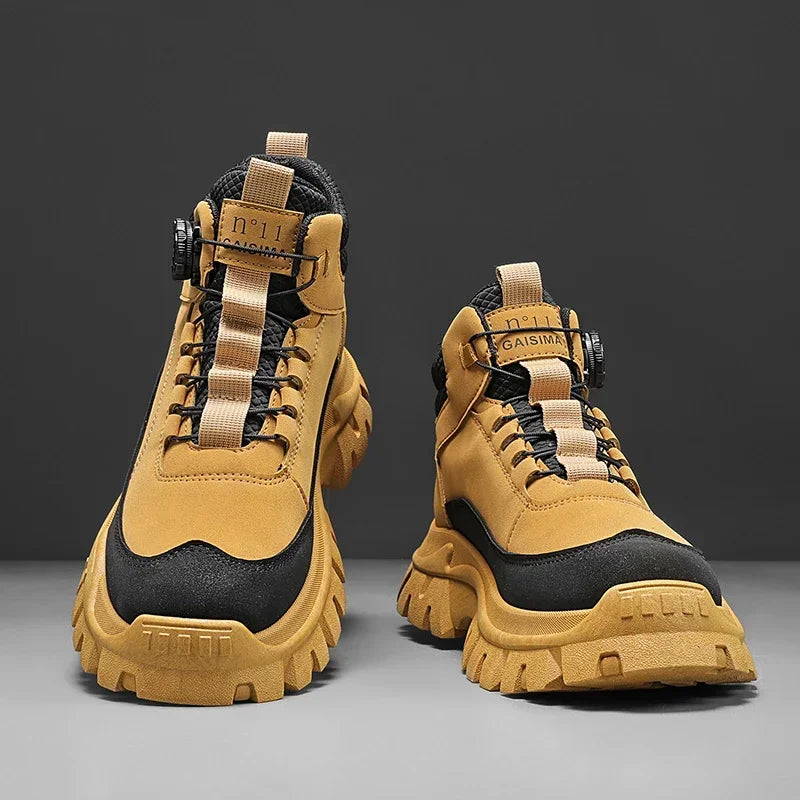 Men's Short Boots 2024 Winter New Thick Soled Work Casual Shoes Waterproof Non-Slip Sneakers Male Tenis Shoes Outdoor Boots Men