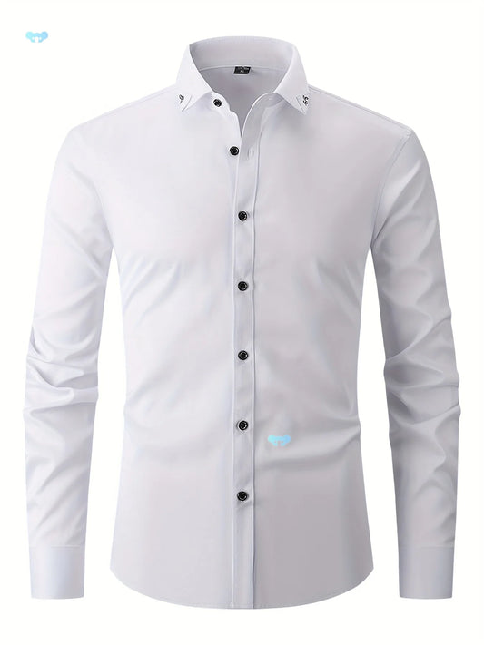 Men's Formal Long Sleeve Shirt Embroidered Design Button up Silk Japanese Vintage Loose Fit Printed Pure Color Shirt