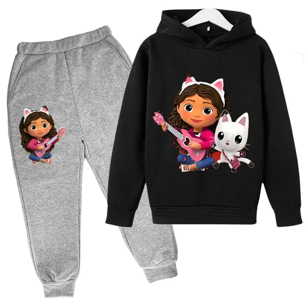 Kids Gabby Cats Hoodie Toddler Girls Gabbys Dollhouse Clothes Baby Boys Long Sleeve Sweatshirt Sets Autumn Children's Clothing