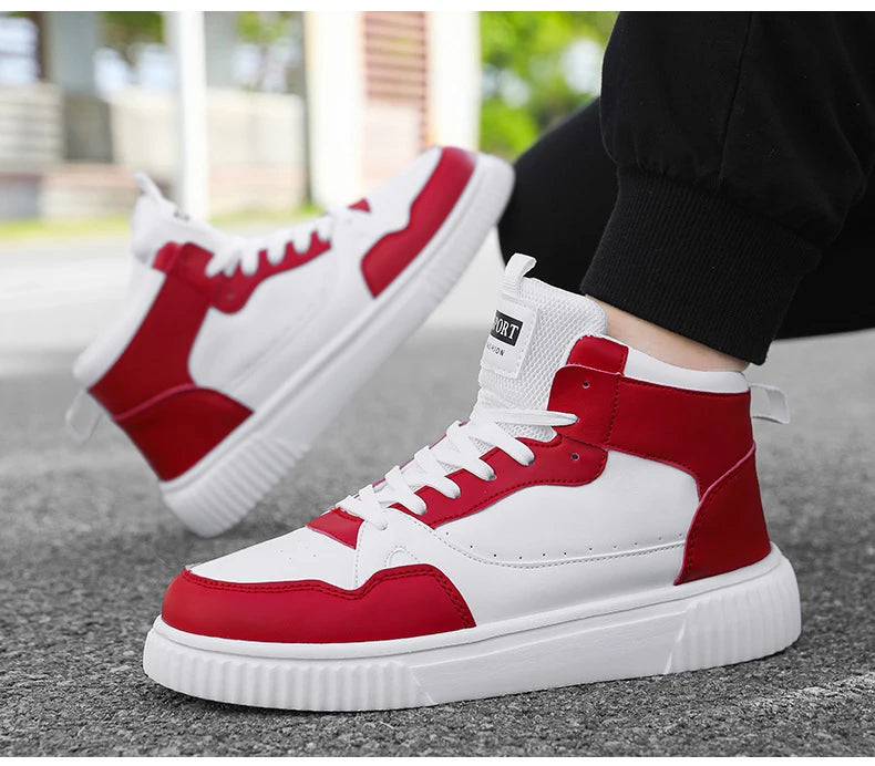 Classic High Top Men's Board Shoes Leather Casual Sports Lightweight Cosy Street Trend Walking Shoes for Men And Women