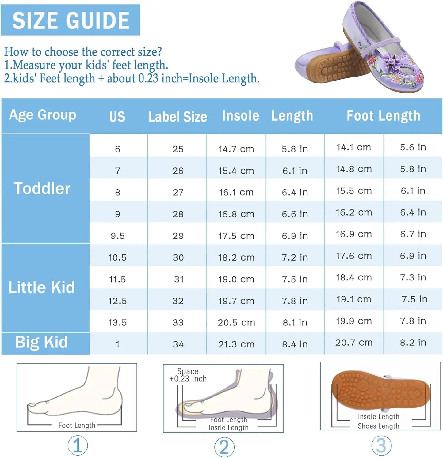 Kids Girl Shoes Dress Up Floral Flats Embroidery Wear Comfortably Chinese Style Children's Baby Shoes Protective Foot Size 25-34