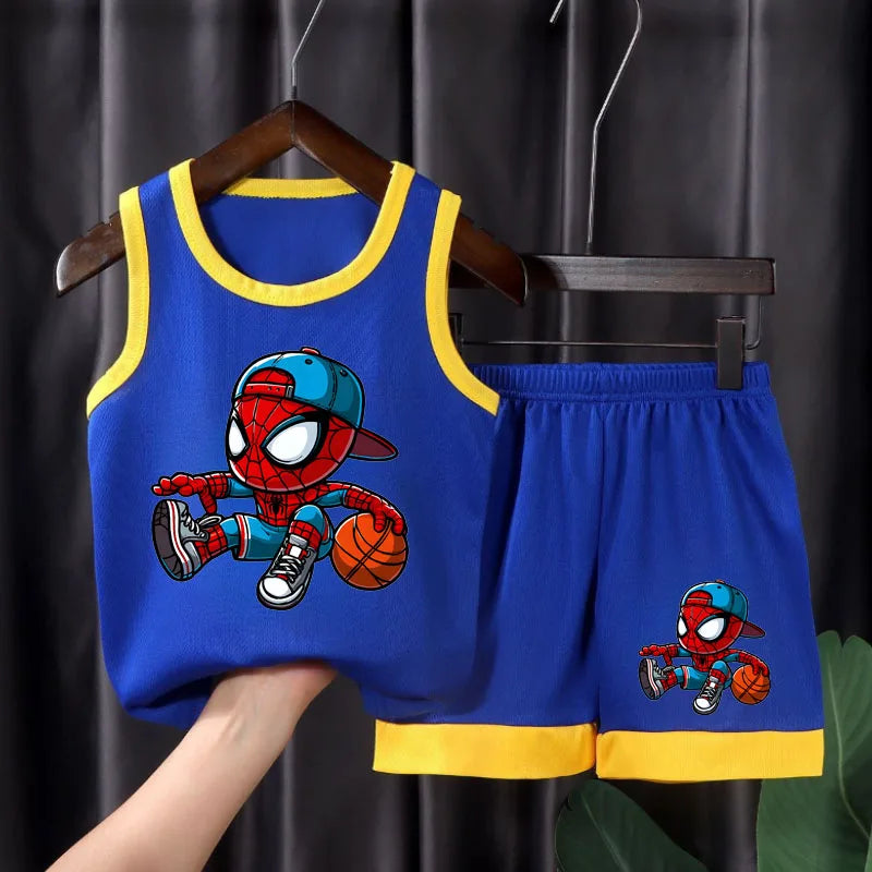 Summer Children's Sport Clothes Sets Breathable Comfortable Mesh Casual Outfits for Boys Basketball Vest and Shorts 2pcs Suit