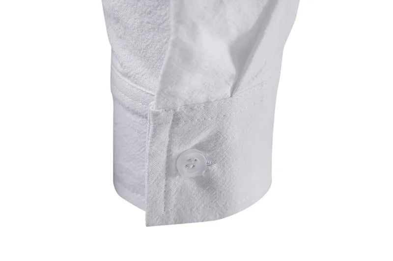 Men Cotton Linen Lace Up Long Sleeve Solid Blouse Shirts Summer Male Solid Loose Pullover Blouse Tops ARJ-A1776