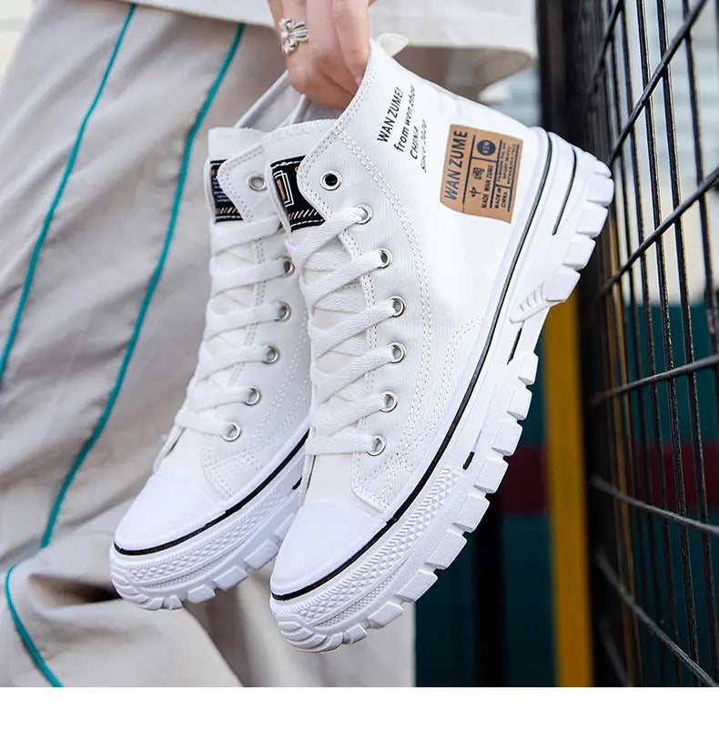 Classic Vulcanized Casual Canvas Platform Shoes Women Men High Top Sneakers  Fashion Breathable Comfortable Sport Korean