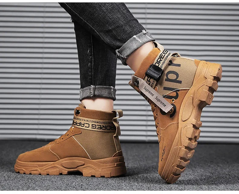 Men's boots Men Boots Luxury Casual sneaker Men Motorcycle botas High Ankle Walking Shoes Leather Safety shoes botas para hombre