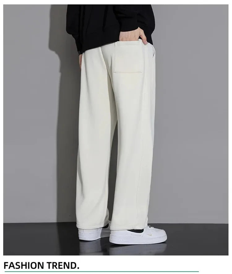 Men's Casual Pants, Men's Spring and Autumn New Style, Hanging Solid Color Sports Pants, Men Loose Straight Leg Wide Leg Pants