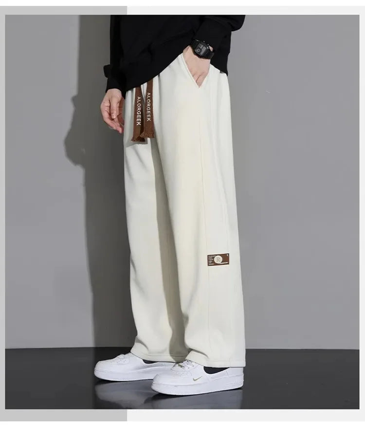 Men's Casual Pants, Men's Spring and Autumn New Style, Hanging Solid Color Sports Pants, Men Loose Straight Leg Wide Leg Pants