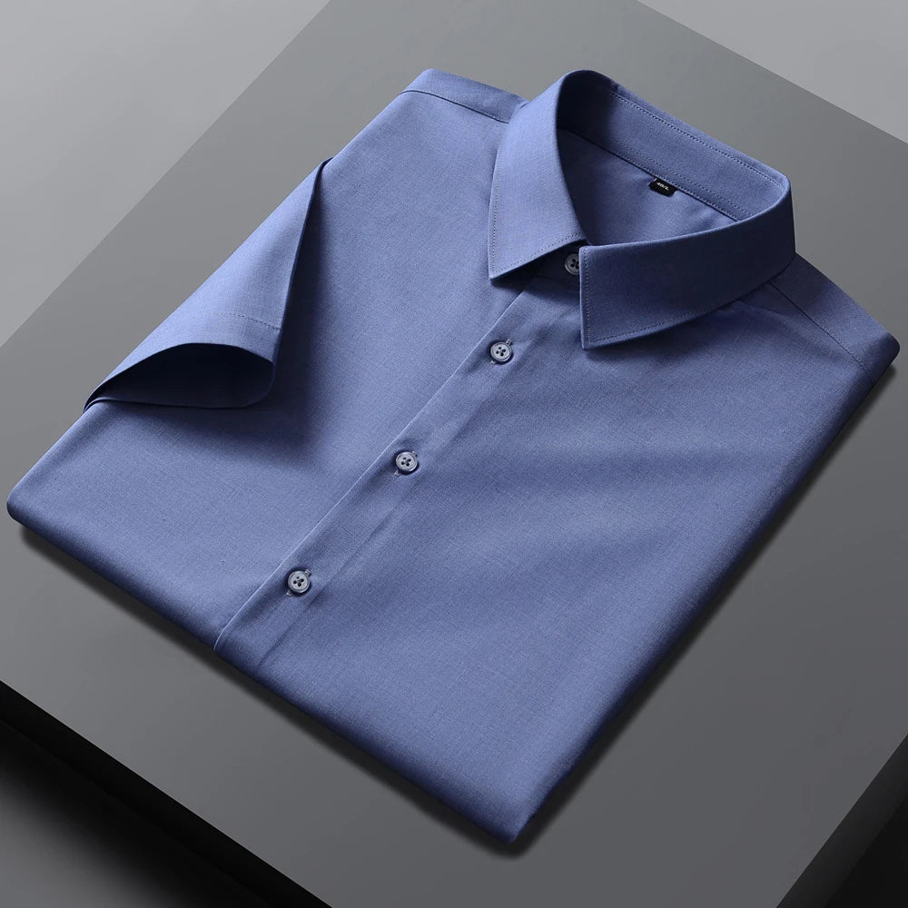 Men's Formal Business Short Sleeve Dress Shirt Wrinkle Free Regular Fit 4-Way Stretch Button Up Shirts for Spring Summer Holiday