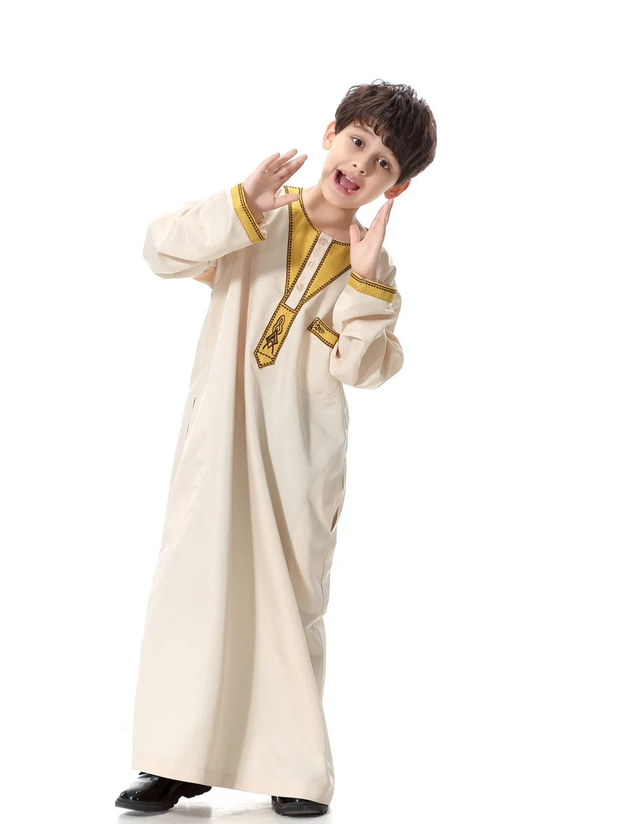 Eid Muslim Kids Abaya Jubba Thobe Dress Kimono Boy Thobe Thawb Caftan for Children Ramadan Long Robes Dress Dubai Arab 2026