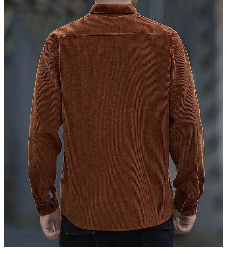 Corduroy Long Sleeve Shirt Casual Slim Fit Youth Multi Pocket Wear Resistant Fashionable Spring Autumn Men's Outerwear