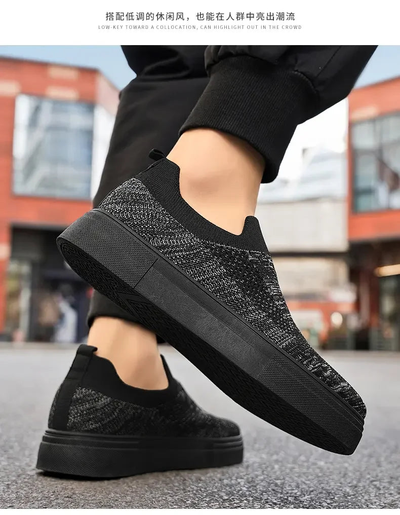Men's Casual Shoes with Simple Mesh Design Flat Low-top Spring and Summer Shallow-mouthed Wearing Style Versatile Walking Shoes