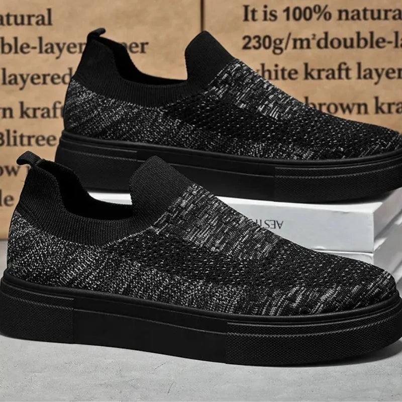 Men's Casual Shoes with Simple Mesh Design Flat Low-top Spring and Summer Shallow-mouthed Wearing Style Versatile Walking Shoes