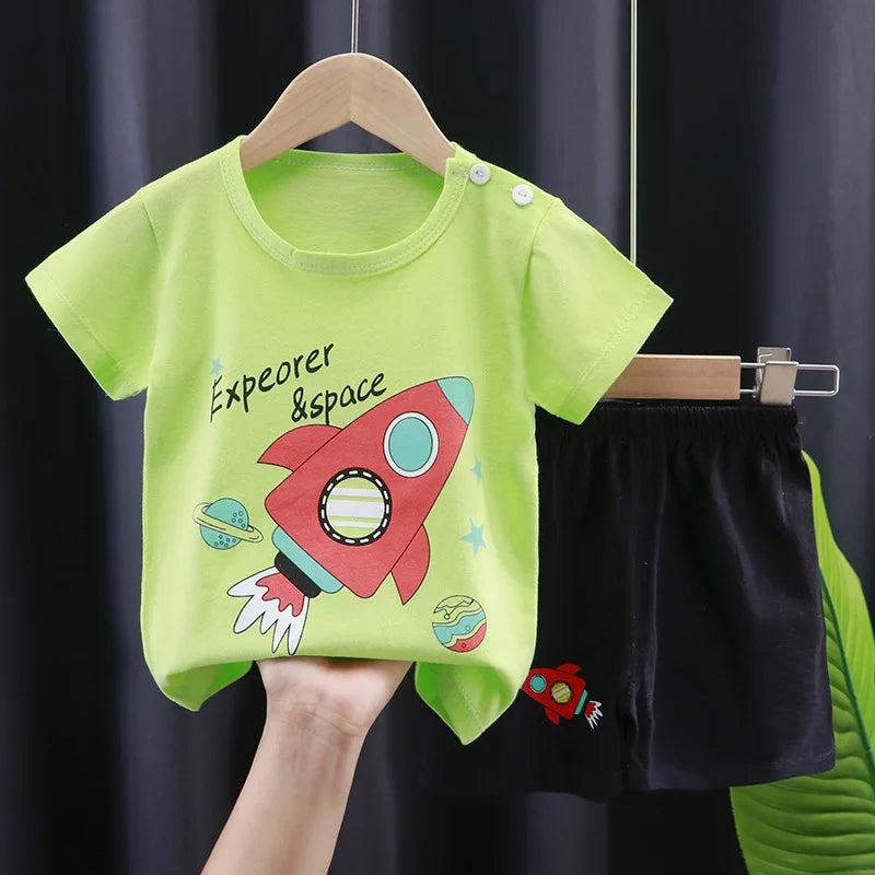 2022 New Summer Infants Clothes Short Sleeve T-shirt+shorts 2-piece For Baby Boys Girls Kids Outfit Children's Clothing Sets