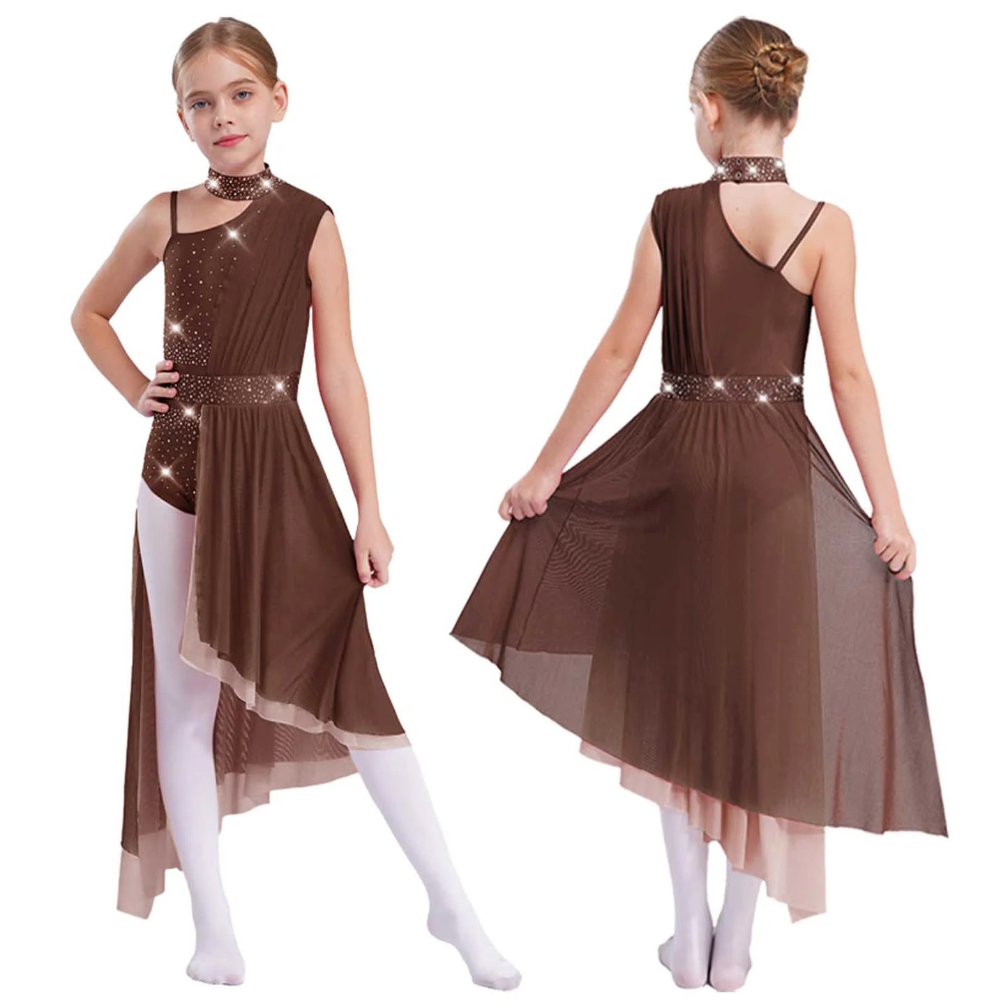 Kids Dance Dress for Girls Modern Contemporary Ballet Skirted Leotard Dress Lyrical Dance Costume Stage Ballerina Dancewear