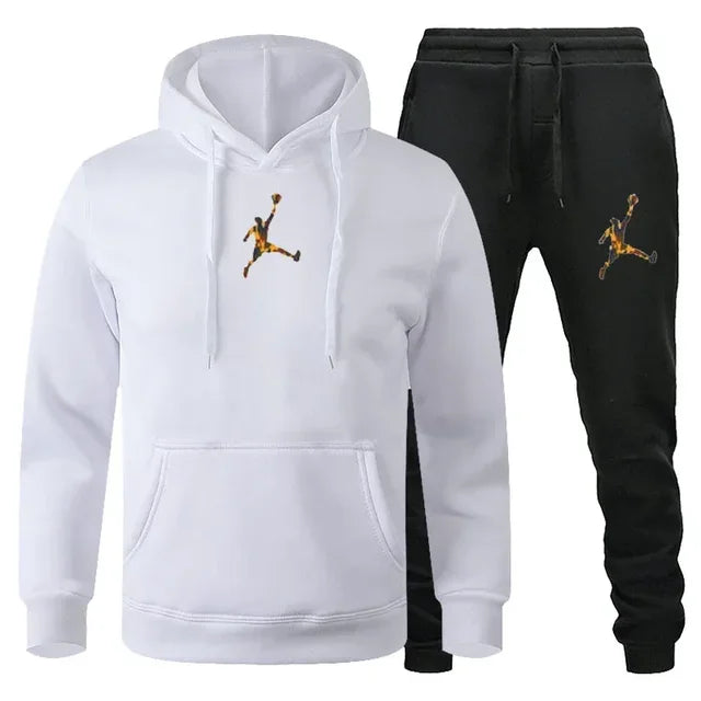 2025 Autumn/Winter Men's jogging Fitness sportswear Set: Fashionable long-sleeved sweatshirt + casual pants 2-piece set