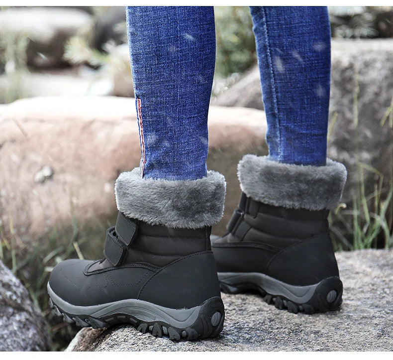 Boots for Women Platform Outdoor Snow Boots Non-slip Winter Walking Shoes Fur Warm Ankle Boots Wedge Waterproof Thigh High Boots
